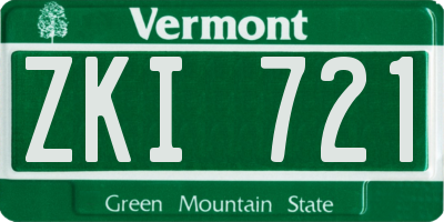 VT license plate ZKI721