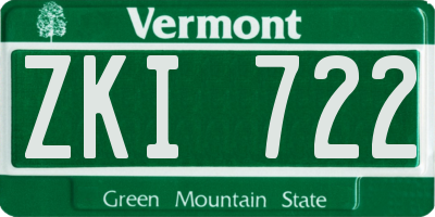 VT license plate ZKI722