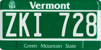 VT license plate ZKI728