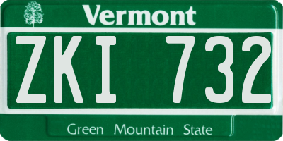 VT license plate ZKI732