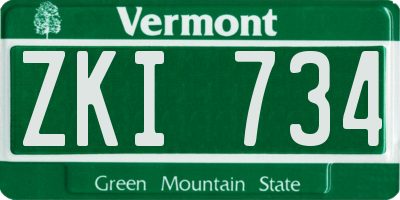 VT license plate ZKI734