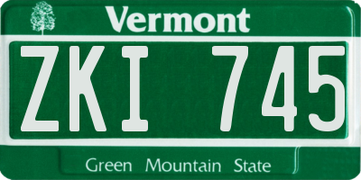 VT license plate ZKI745
