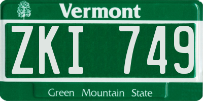 VT license plate ZKI749