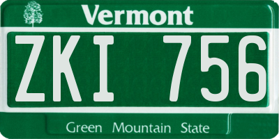 VT license plate ZKI756
