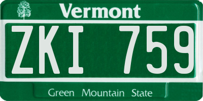 VT license plate ZKI759