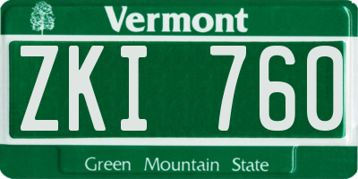 VT license plate ZKI760