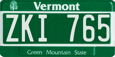 VT license plate ZKI765