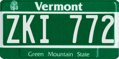VT license plate ZKI772