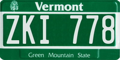 VT license plate ZKI778