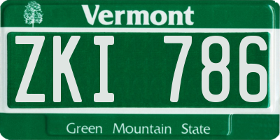 VT license plate ZKI786