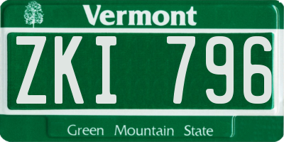 VT license plate ZKI796