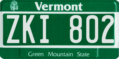 VT license plate ZKI802