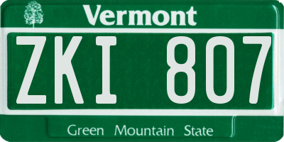 VT license plate ZKI807
