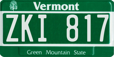 VT license plate ZKI817