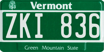 VT license plate ZKI836