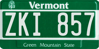 VT license plate ZKI857