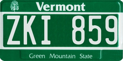 VT license plate ZKI859