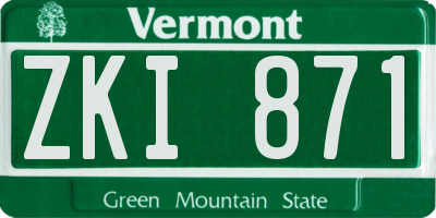 VT license plate ZKI871