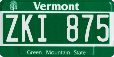 VT license plate ZKI875