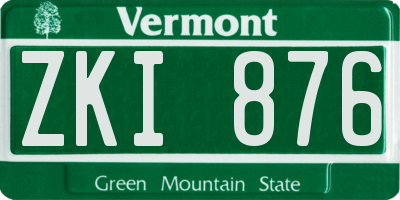 VT license plate ZKI876