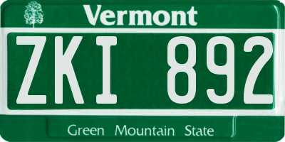 VT license plate ZKI892