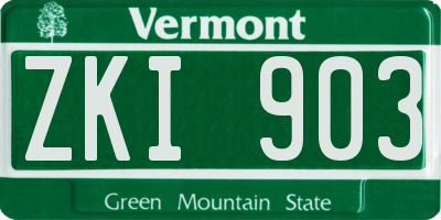 VT license plate ZKI903