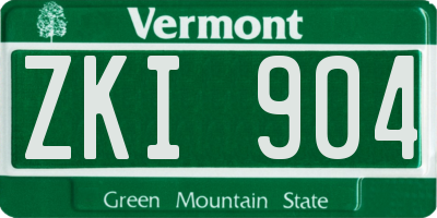 VT license plate ZKI904