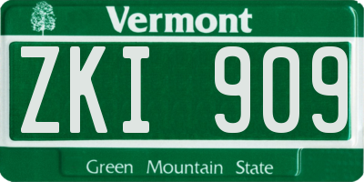 VT license plate ZKI909