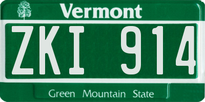 VT license plate ZKI914