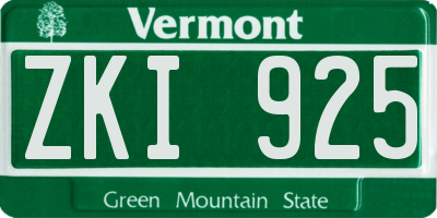 VT license plate ZKI925