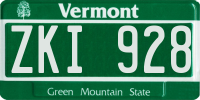 VT license plate ZKI928
