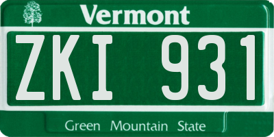 VT license plate ZKI931