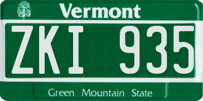 VT license plate ZKI935
