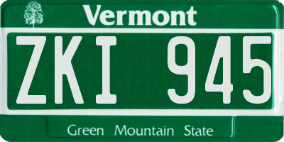 VT license plate ZKI945