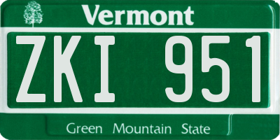 VT license plate ZKI951