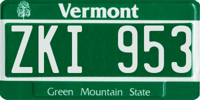 VT license plate ZKI953
