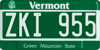 VT license plate ZKI955