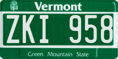 VT license plate ZKI958