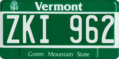 VT license plate ZKI962