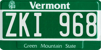 VT license plate ZKI968