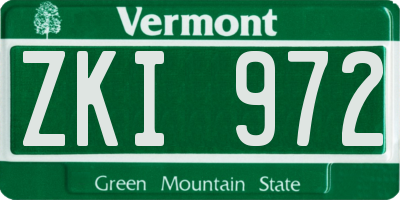 VT license plate ZKI972