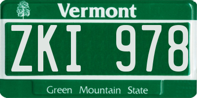 VT license plate ZKI978