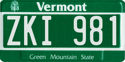 VT license plate ZKI981
