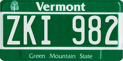 VT license plate ZKI982
