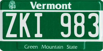VT license plate ZKI983