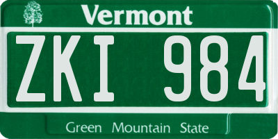 VT license plate ZKI984