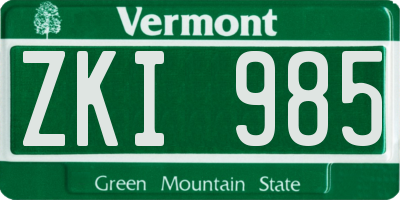 VT license plate ZKI985