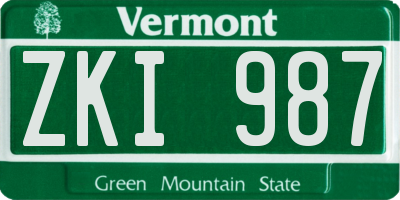 VT license plate ZKI987
