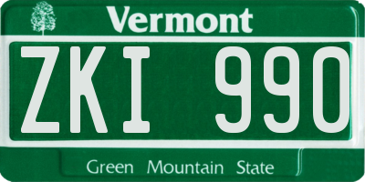 VT license plate ZKI990