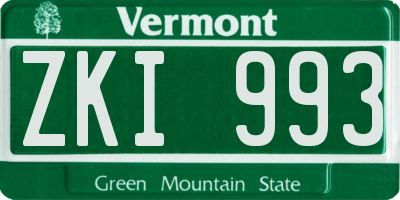 VT license plate ZKI993